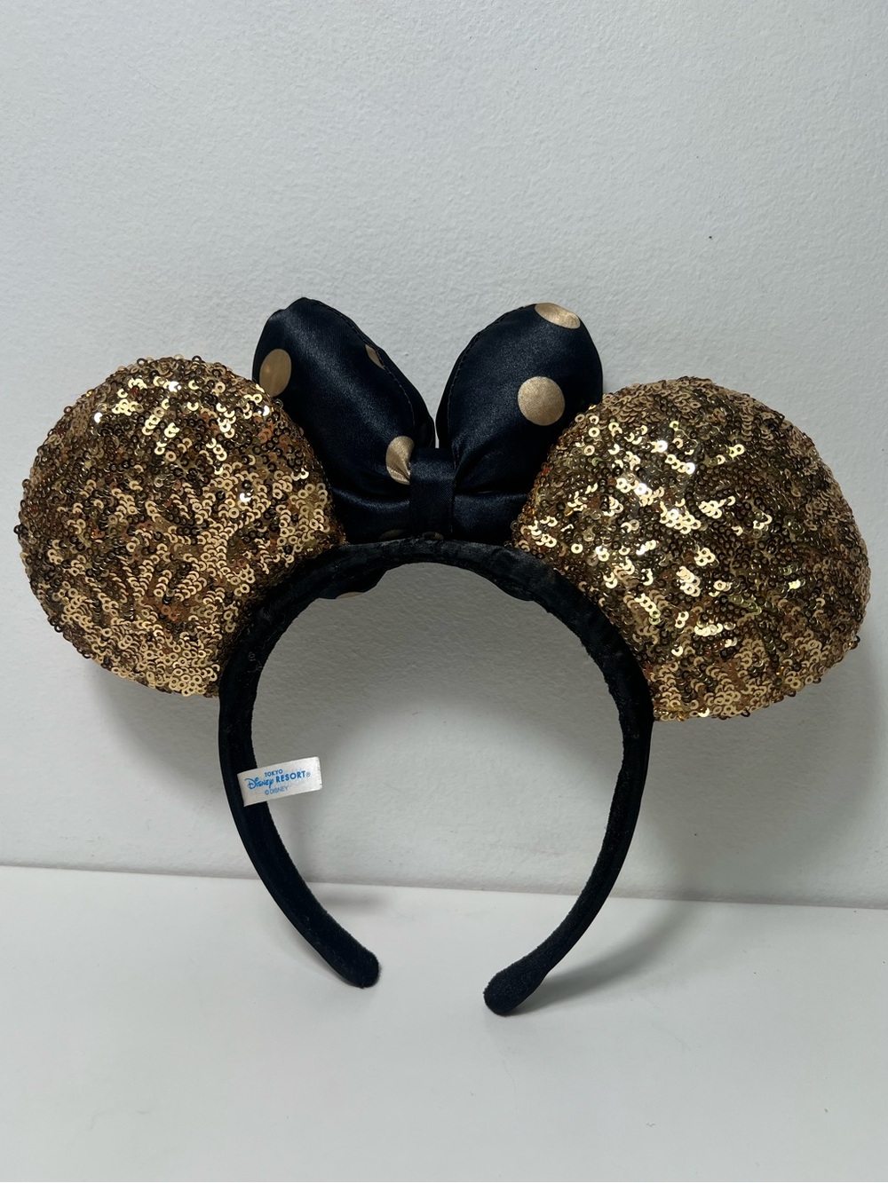 Tokyo Disney Resort Minnie Mouse Polka Dot Sequined Glitter Sparkle Ear Headband - Picture 7 of 9